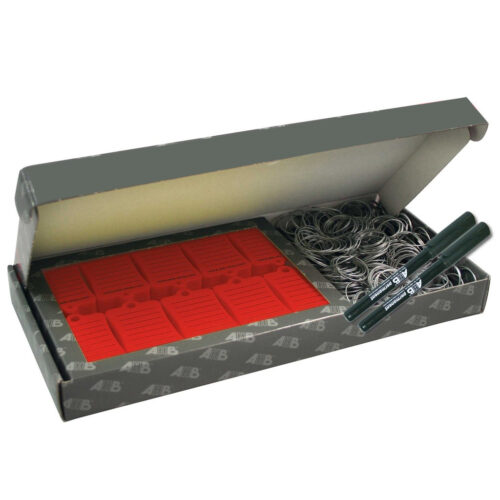 Sleutellabels met ring – model Box300 – Rood