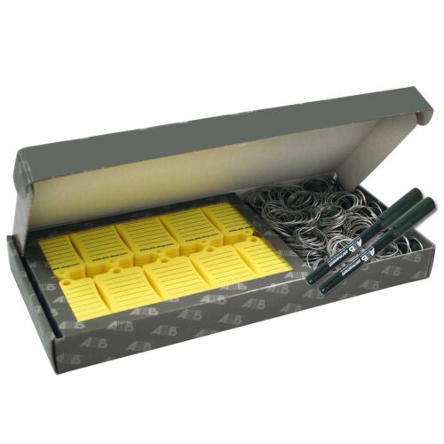 Sleutellabels met ring – model Box300 – Geel