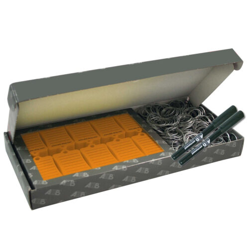 Sleutellabels met ring – model Box300 – Oranje